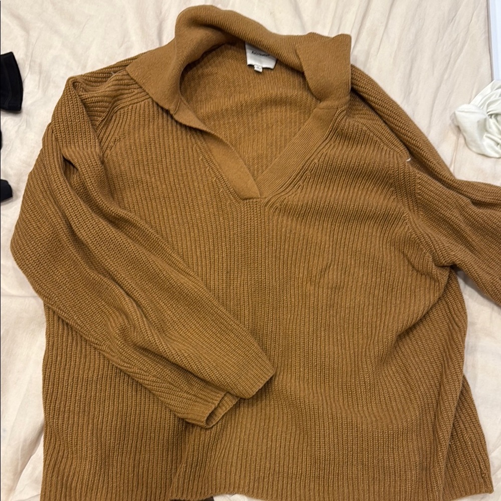 Reformation Camel Cowl Neck Sweater